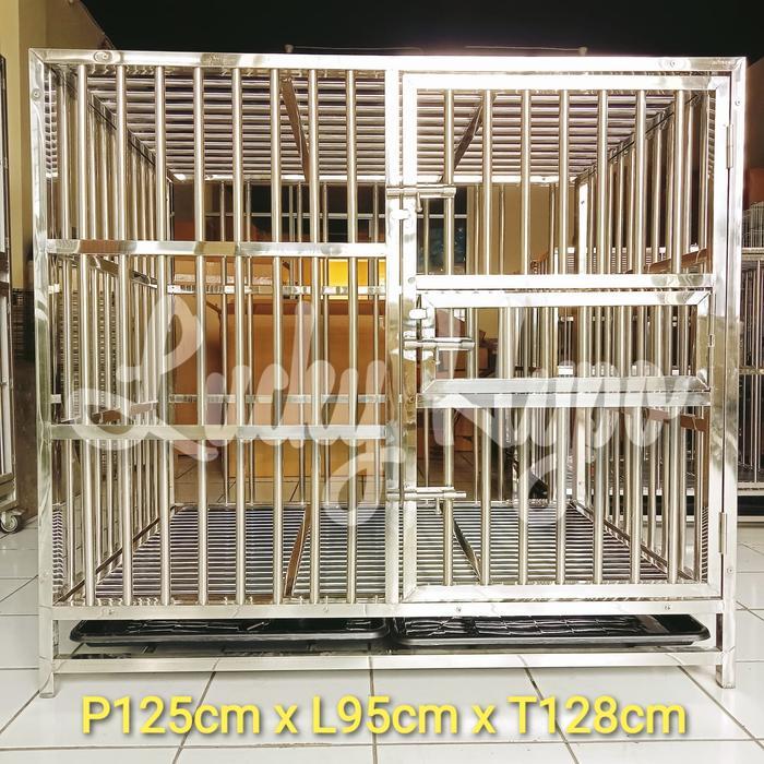 Kandang Anjing Stainless uk 125x95x128cm Dog Cage Anjing Besar LARGE
