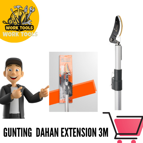 Kapusi Gunting Dahan Extension 3M Gunting Dahan Panjang 3M