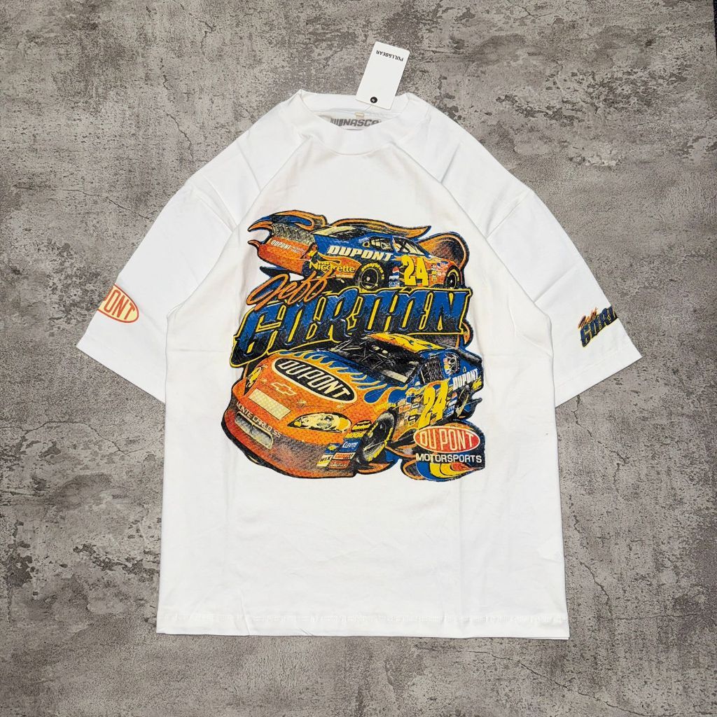 Baju Kaos P&B Oversize NASCAR JEFF GORDON - T Shirt Vintage Nascar Jeff Gordon Oversized White 20s K