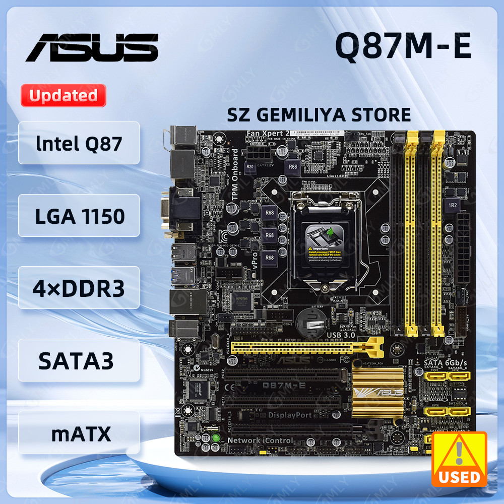  ASUS Motherboard Q87M-E LGA intel Q87 1150 DDR3 32G Core 4130 4150 4350 4330 4370 4690 4770 CPU Mi