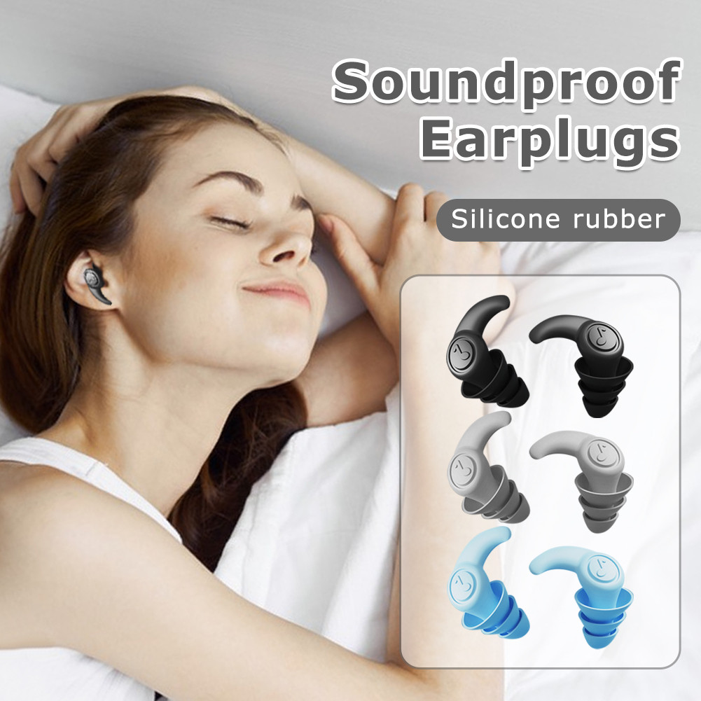 Penyumbat Telinga 3 Lapisan Tidur Nyaman Silikon Nano Penyumbat Peredam Suara Anti Bising untuk Tidu