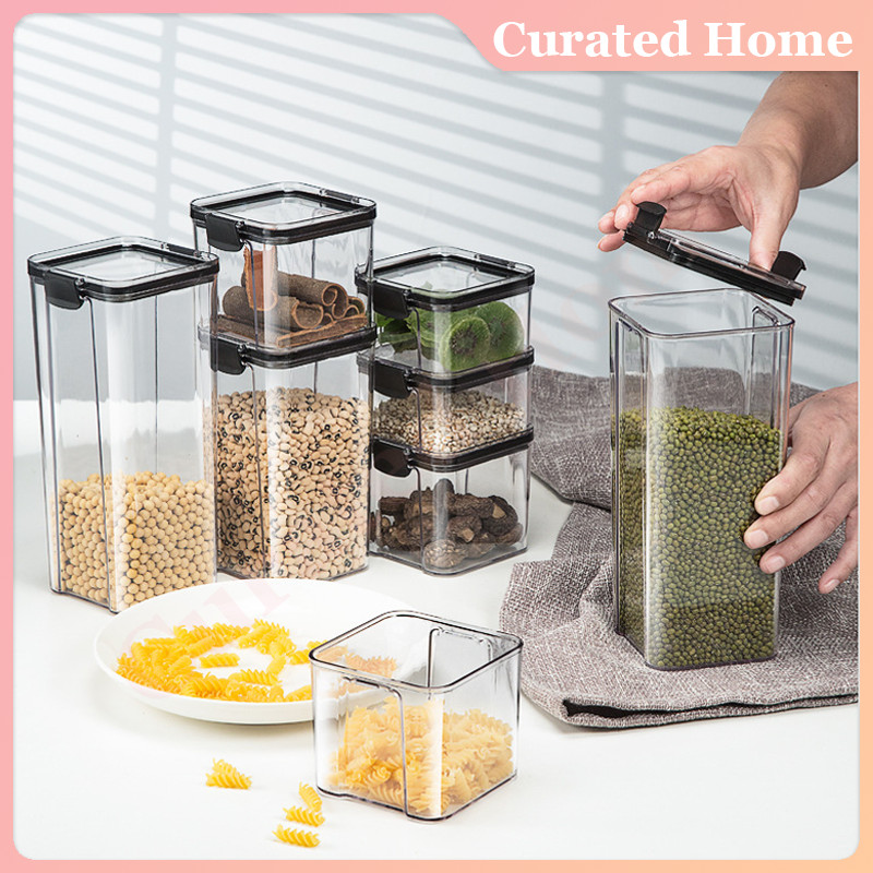 Toples Kedap Udara Bening/Toples Kotak Bening Kontainer Kulkas Lemari Dapur Makanan Food Storage Box