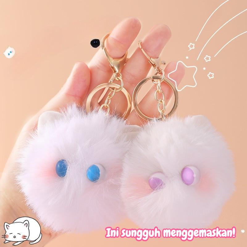 Gantungan Kunci Kucing Bulu Imut  Aksesoris Tas & Mobil, Hadiah Lucu yang Lagi Viral