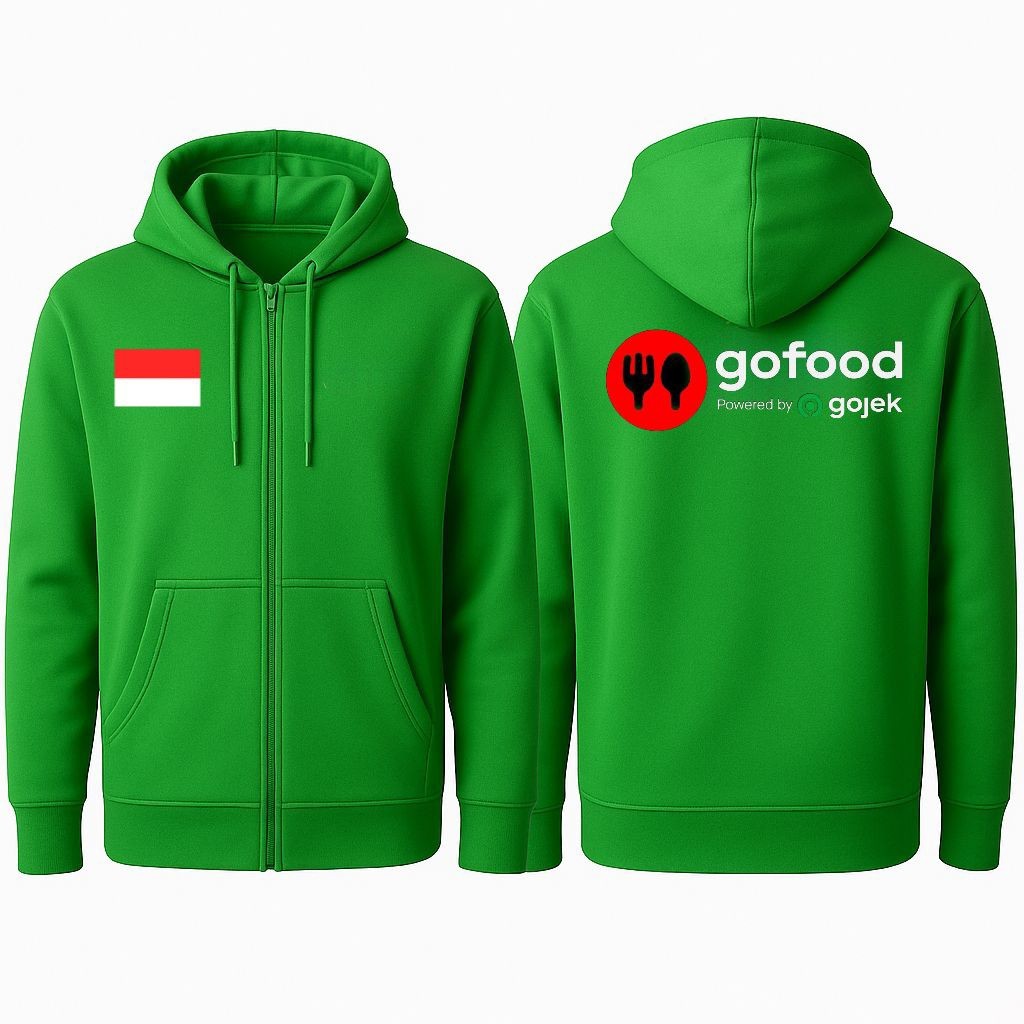 (Okto66 shop) Jaket Hoodie Resleting GoFood Khusus Hijau, Jaket Shopee Food /Jaket Grabfood