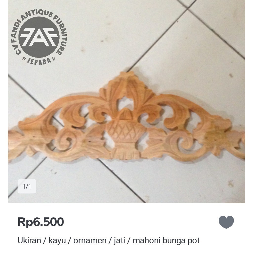 Ukiran /kayu ornamen / jati bunga potID12
