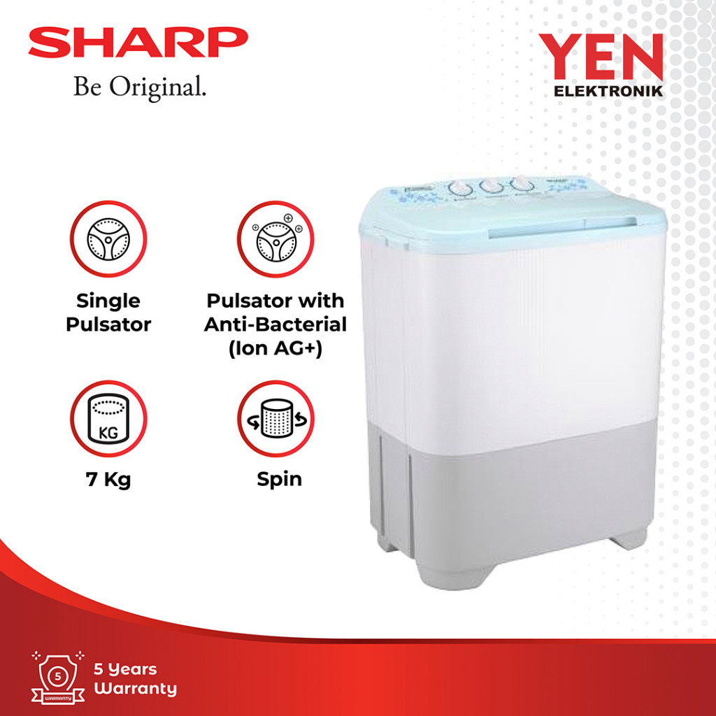 KM Sharp Mesin Cuci 2 Tabung ES-T80MW-PK Pink 7Kg