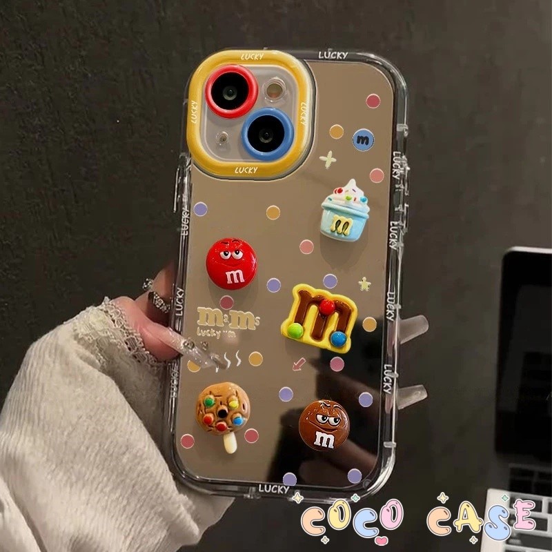 case OPPO Cokelat chip motif polkadot dengan stiker Casing ponsel cocok untuk OPPO REALMEC53 A17 REA