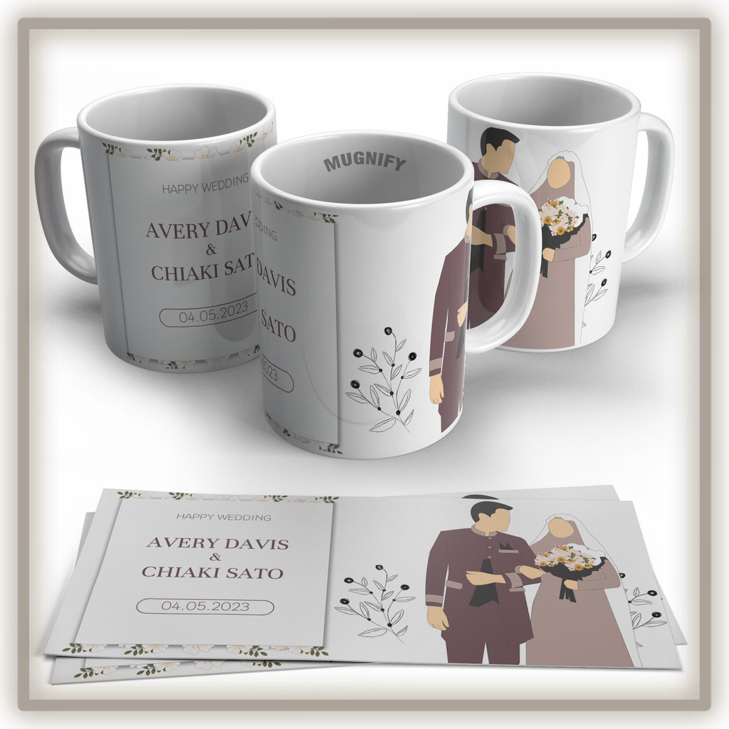 Souvenir Pernikahan Gelas Mug Custom Satuan Pernikahan | Custom Gelas Mug Kado Hadiah Pernikahan
