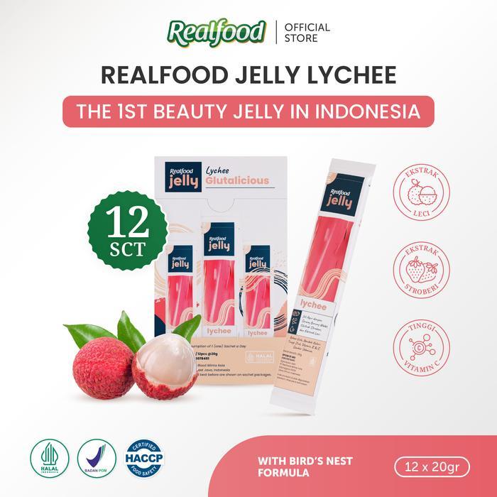 Realfood Jelly Glutalicious | Lychee Vitamin Jelly dengan Gluthatione, Selenium, Vitamin C, dan Zinc
