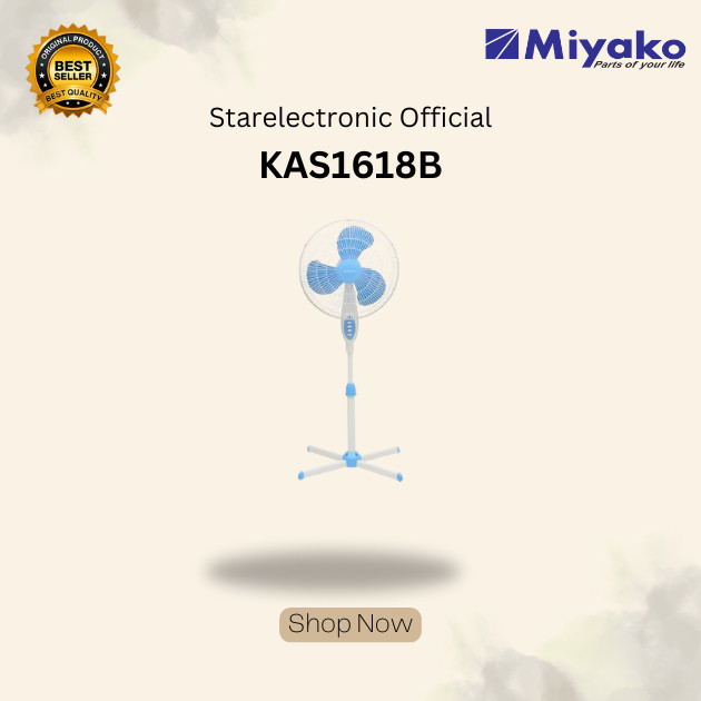 Miyako KAS1618B Kipas Angin Berdiri Stand Fan 16 Inch Motor 100 Persen Tembaga Strong Blade Extra St