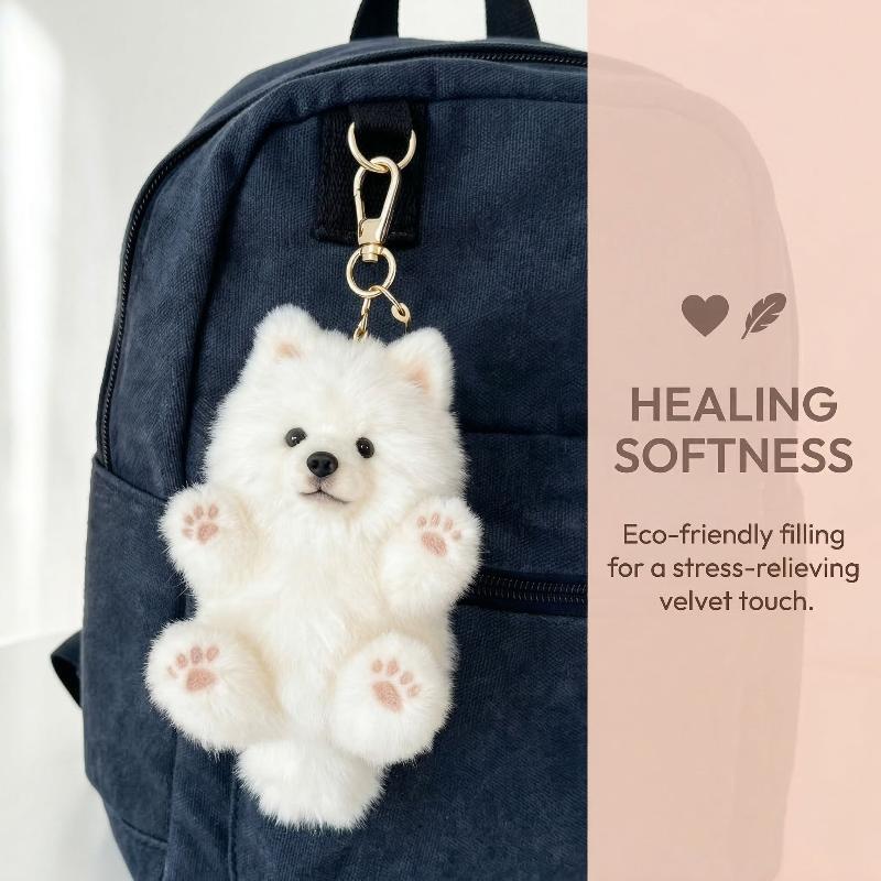 1Pcs Super Soft Doll Bag Decoration Cute Samoyed Plush Pent Keyain Girl Small Toy Girlfriend Best Fr