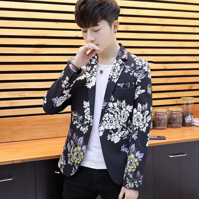 Blazer pria bermotif berkualitas tinggi Blazer slim-fit