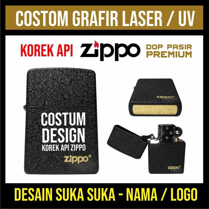CUSTOM CETAK UKIR LASER GRAFIR / PRINT UV KOREK API ZIPPO - PREMIUM - PRINT UV, 2 SISI