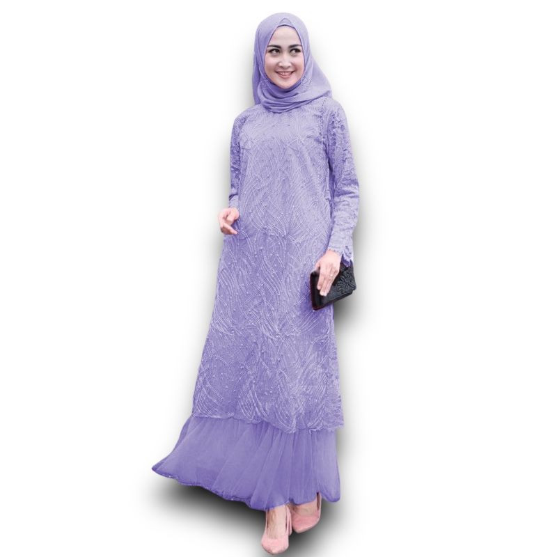 GAMIS BRUKAT MAXI SABILA/ SIZE S/M-L-XL-XXL/ GAMIS BRUKAT FASHION / GAMIS MUSLIM SYARI PREMIUM | BF5