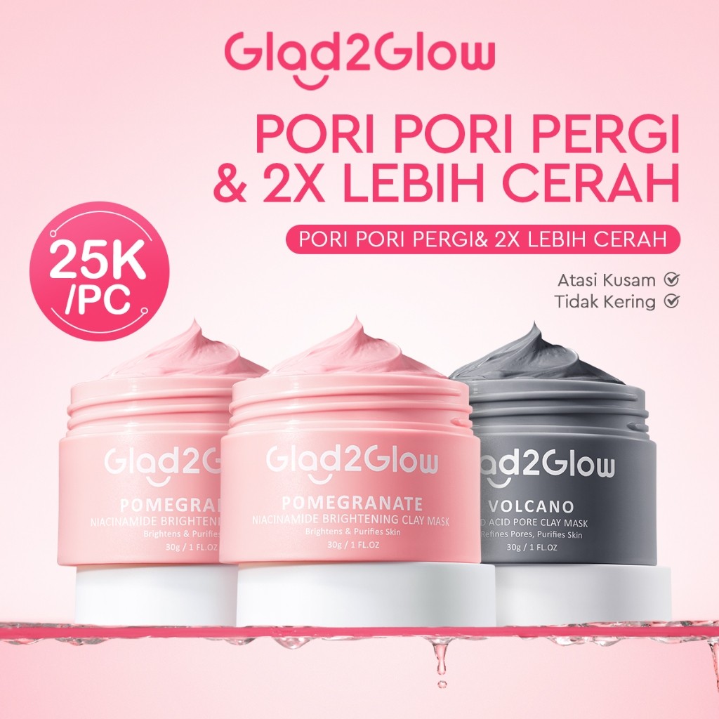 [Live Super Star]Glad2Glow Pomegranate Niacinamide Brightening Clay Mask Masker Wajah Masker Pencera