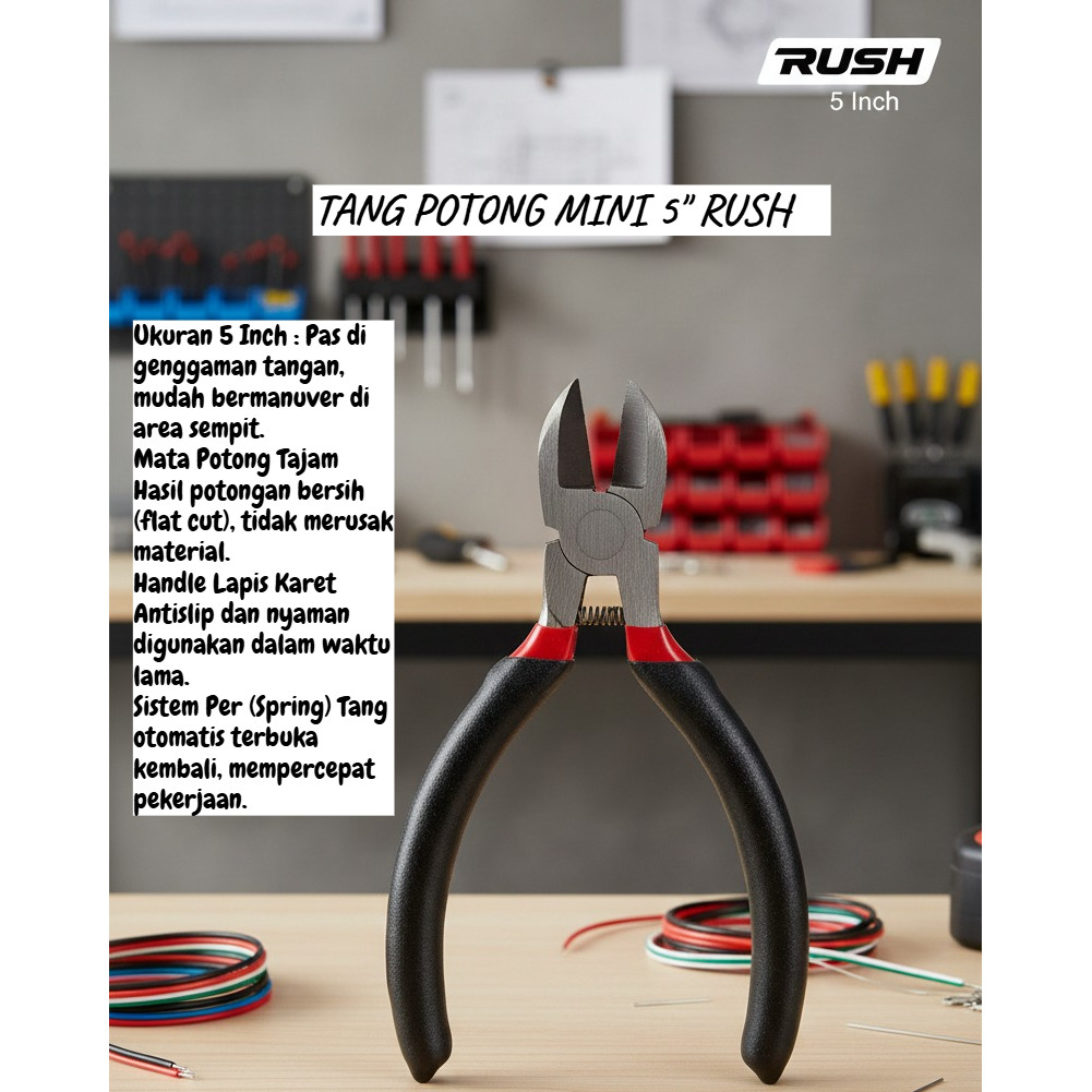 Tang Mini potong/Tang mini 5"/Tang Potong 5" Rush - Alat Potong Kawat - Tang Kabel Elektronik