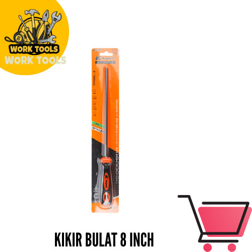 Kapusi kikir Besi Gagang Karet Bulat 8 inch / kikir Besi Bulat 8 inch/Kikir Besi 8 inch