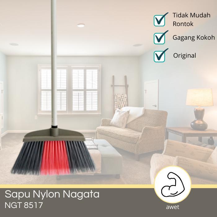 Sapu Nylon Nagata NGT 8517 |Sapu Lantai Nagata | Sapu Plastik Warna - Biru Pink
