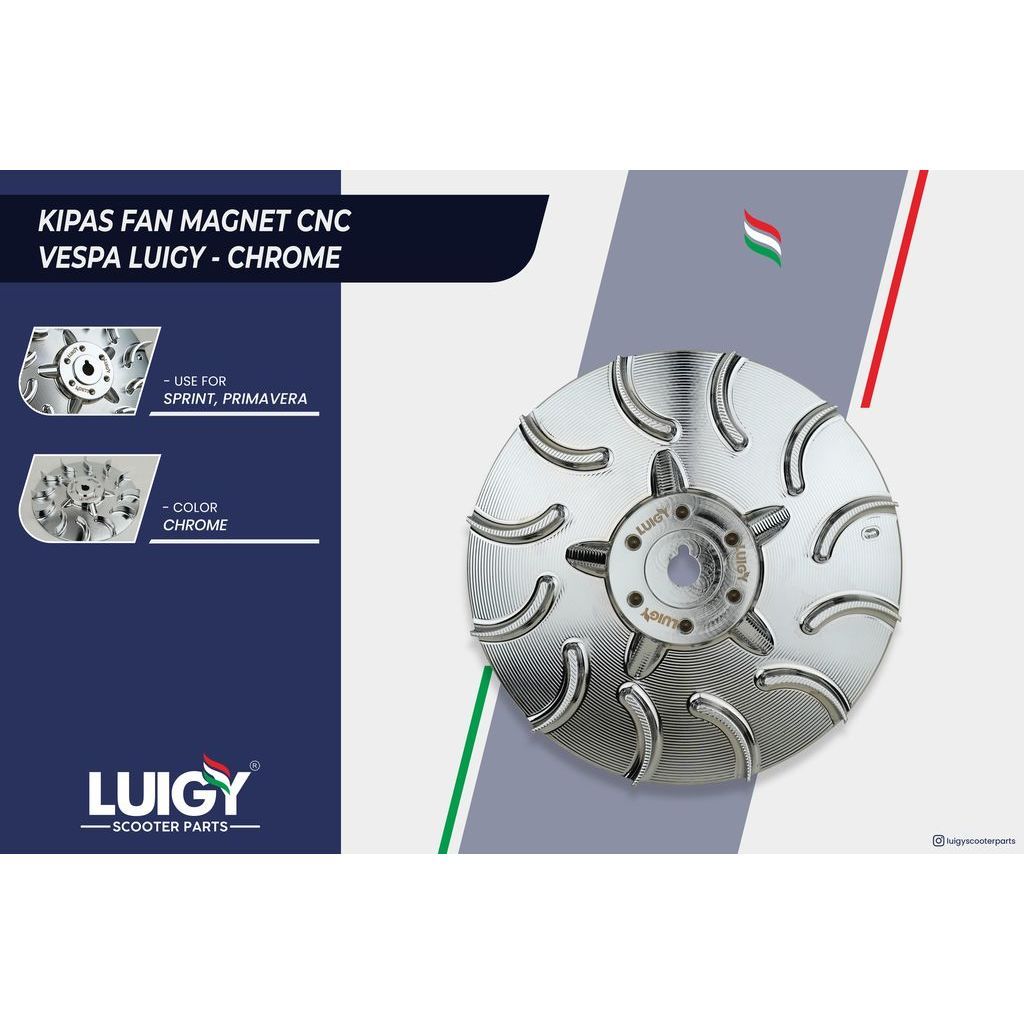 Kipas Fan Magnet CNC Vespa Matic Sprint Primavera Chrome Luigy