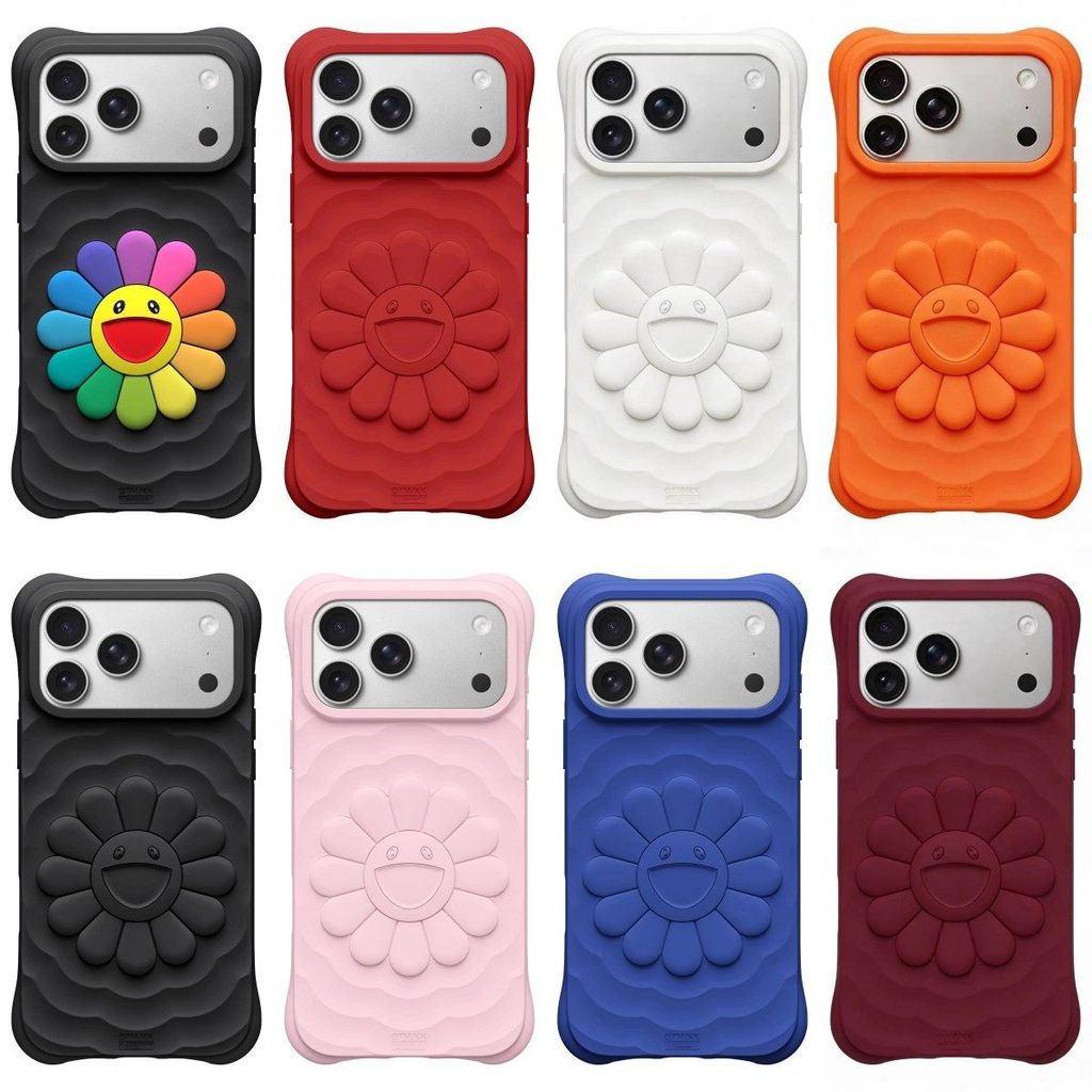 CASETIFY Takashi Murakami Style 3D Embossed Smiley Sunflower Silicone Phone Case Multiple Colors Wav