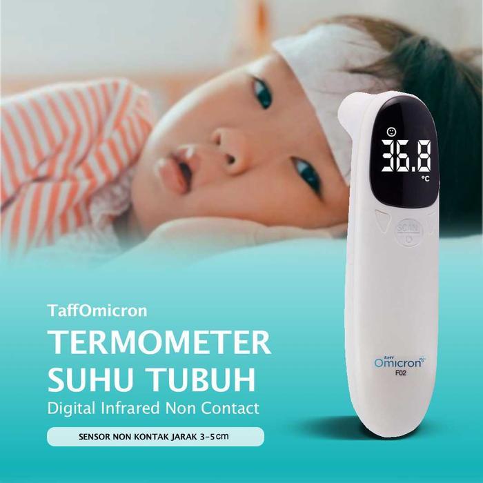 TaffOmicron Termometer Suhu Badan Digital Thermogun Infrared Tanpa Kontak dengan Pengukuran 1 Detik,