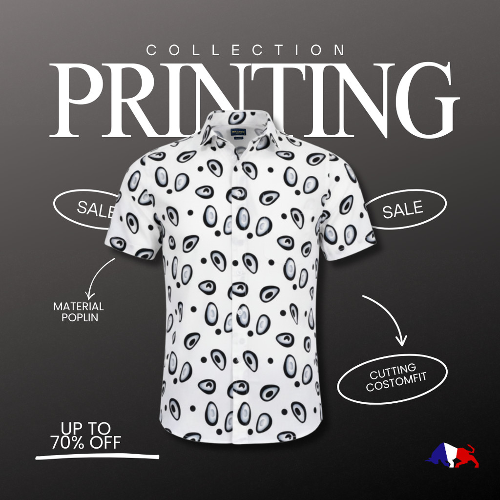 RICARDO Collection Kemeja Pria Motif Lengan Pendek