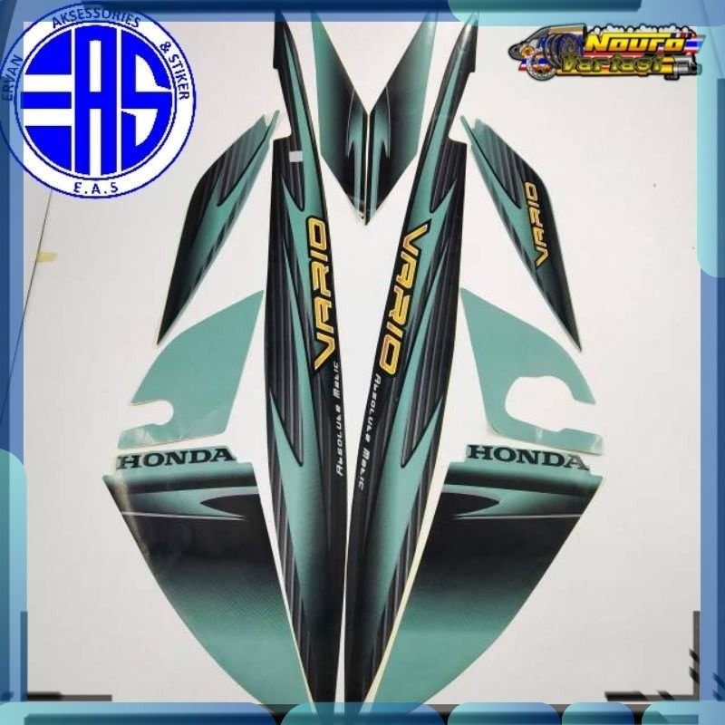 Stiker striping honda vario 110 karbu 2007 hijau  standar  bagus