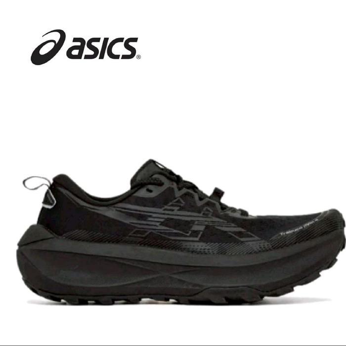 Sepatu Trail Asics Trabuco Max 4 All Black Shoes Running Mens Hiking Pria - 39