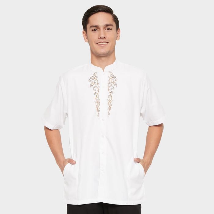 YEGE - Farhan Men Shirt White - Kemeja Koko Lengan Pendek Putih Pria