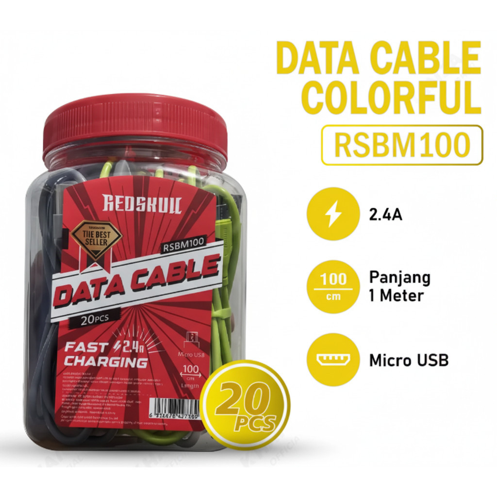 (GROSIR) REDSKULL Kabel Data Toples Murah RSBM100 Kabel Data Micro USB | RSBC100 Kabel Data Type-C (