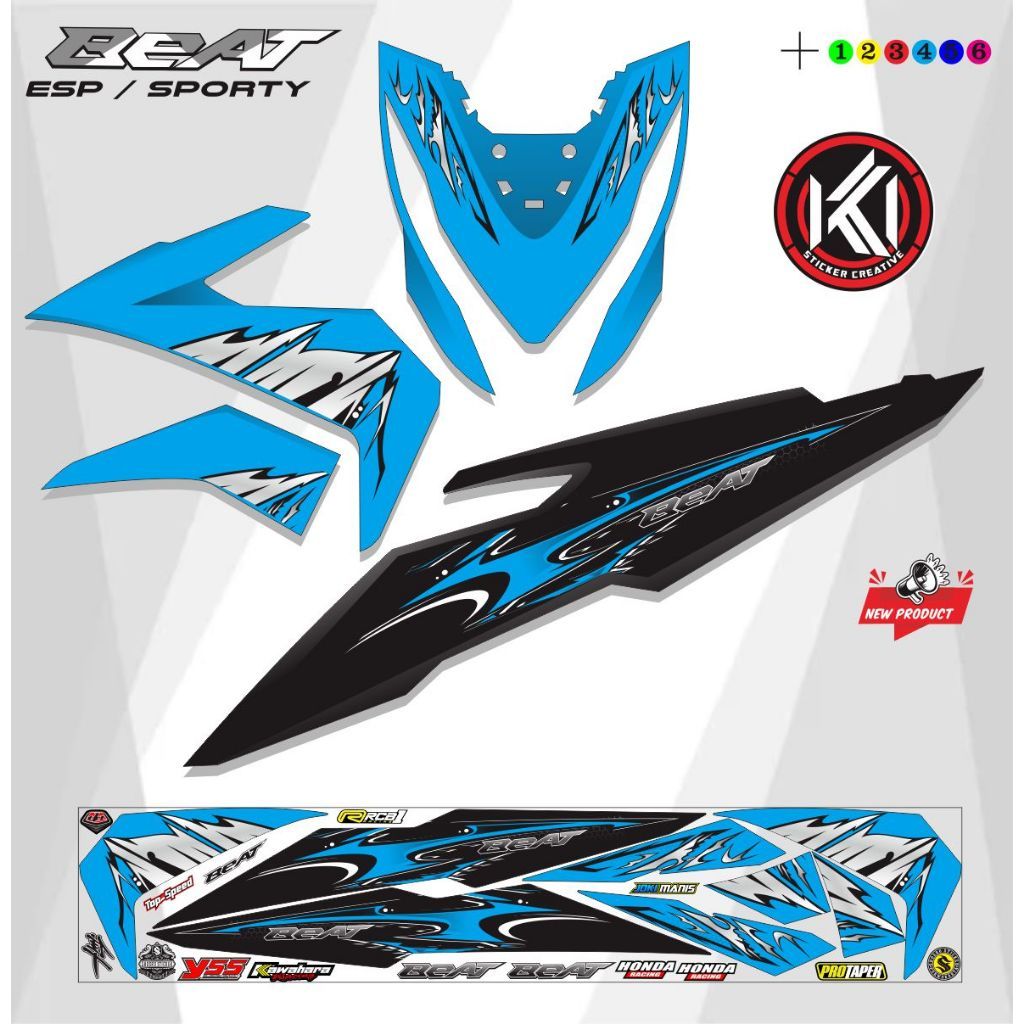 STICKER MOTOR BEAT ESP SPORTY / STICKER MOTOR BEAT ESP VARIASI POLET LIS K61 STICKER