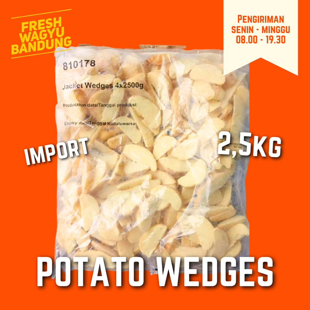 POTATO WEDGES CURAH SKIN ON IMPORT FROZEN Kentang Goreng 2,5KG