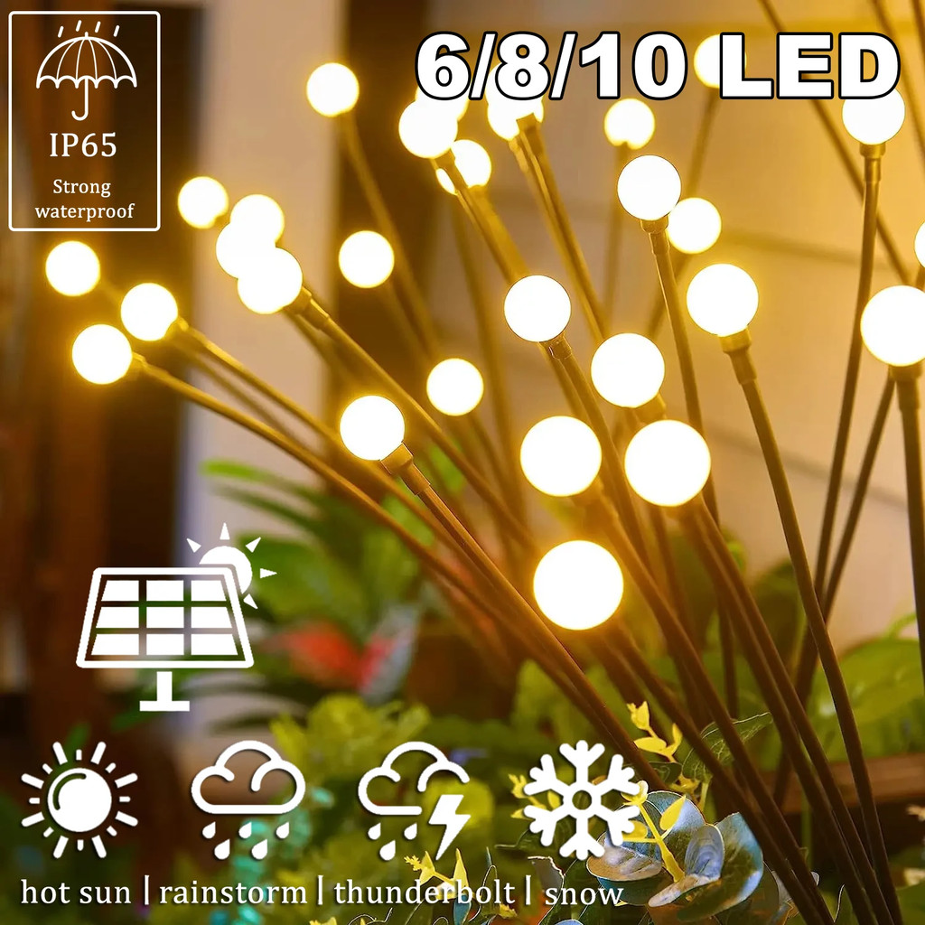 Lampu Hias Dekorasi Tanpa Listrik Tenaga Matahari 10 Head Waterproof