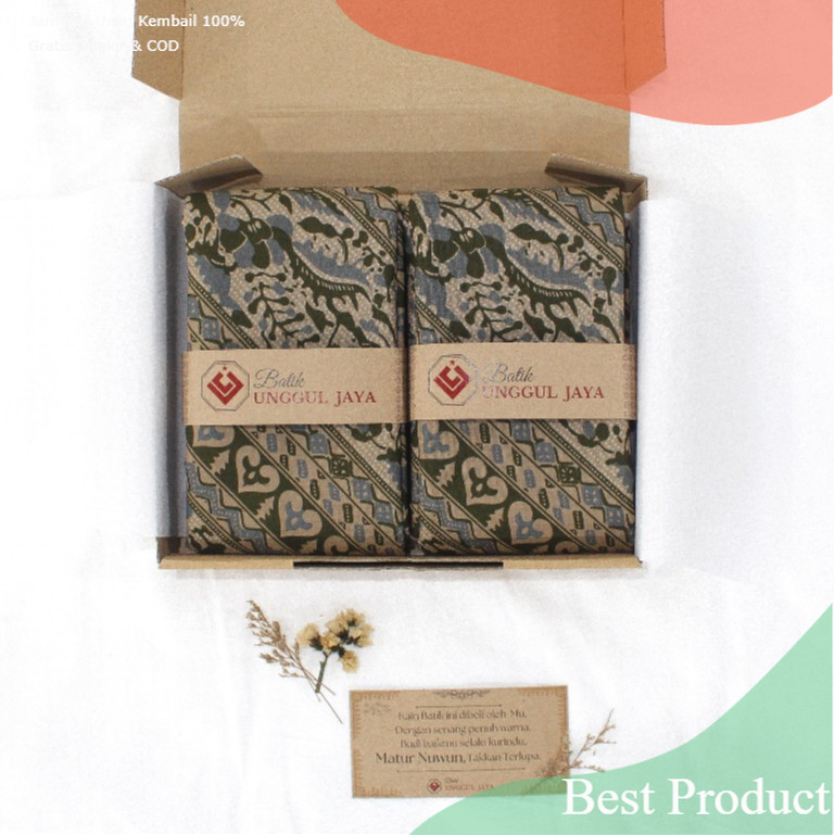 UNGGUL JAYA Hampers Kado Kain Batik Jarik Premium Couple Pernikahaan Hadiah Guru Souvenir Cotton Kat