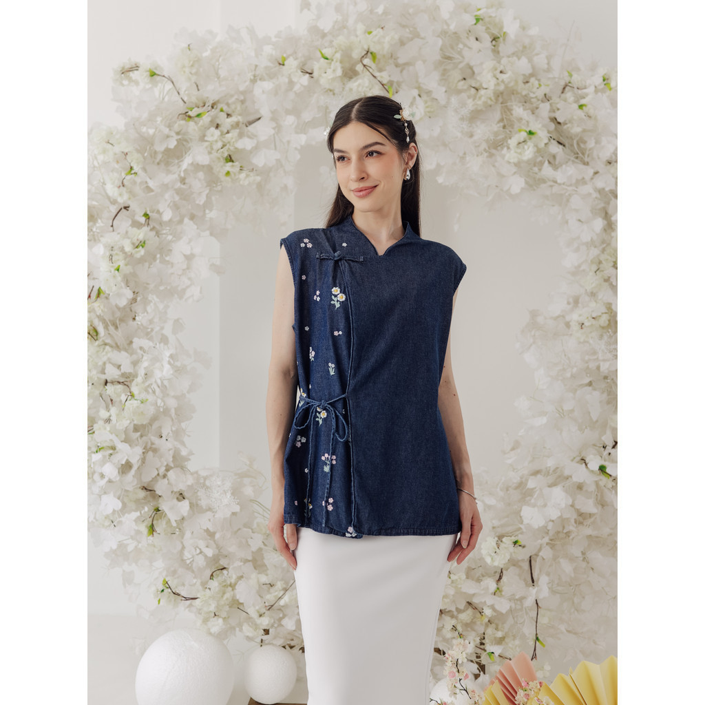 Harlow Kids - The Bloom Denim Vest / Vest Denim / Vest Kekinian / Vest Bordir / Vest Sanghai