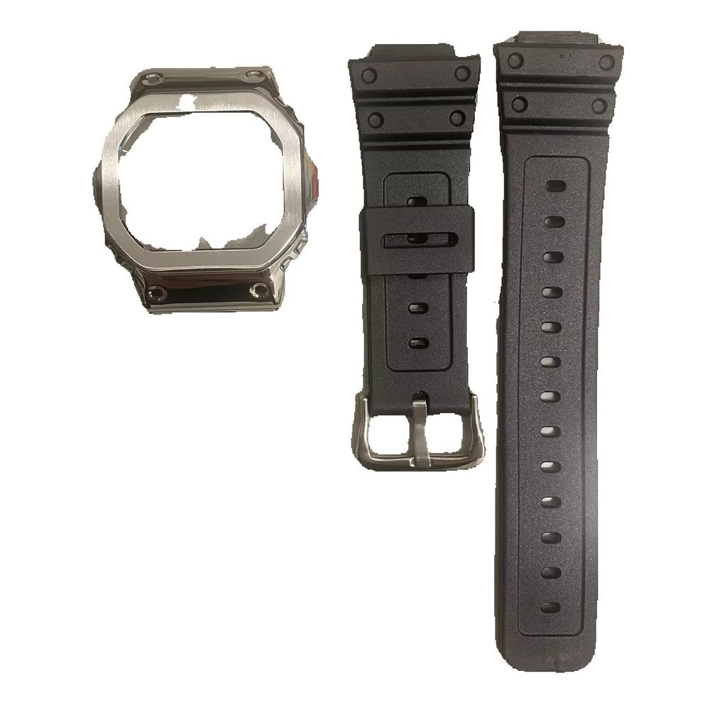 Stainless steel bezel case+silicone strap Protective case for small square DW-5600E DW-5600BB DW-560