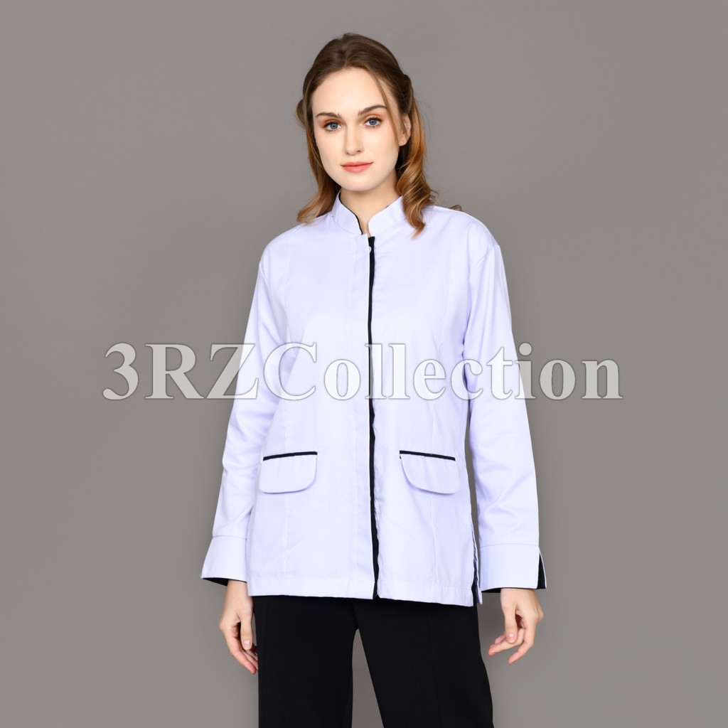 Kemeja Putih List Hitam Baju Seragam Kerja Putih Baju Dinas Putih Pns Wanita