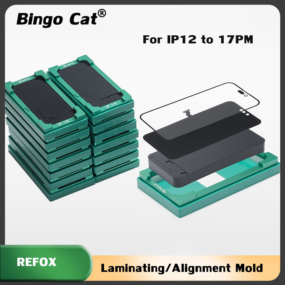 Refox 2 in 1 Bubble-Free Screen Laminating Alignment Mold for iPhone 16 15 14 13 17 pro OCA Glass LC