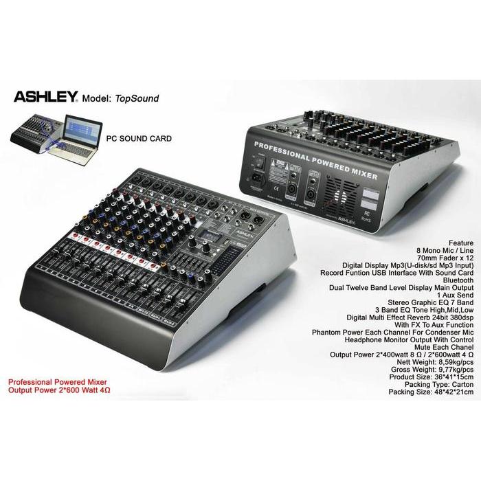 POWER MIXER ASHLEY TOPSOUND TOP SOUND 8 CHANNEL