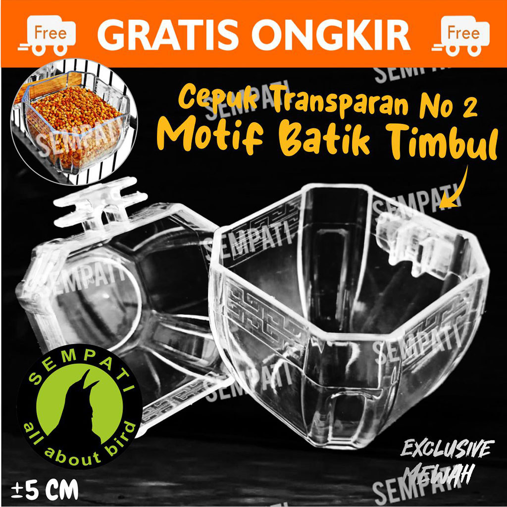SEMPATI
Cepuk Burung Segi 8 Delapan No 2 Emboss Batik Cepuk Wadah Tempat Pakan Makan Minum Burung Mu