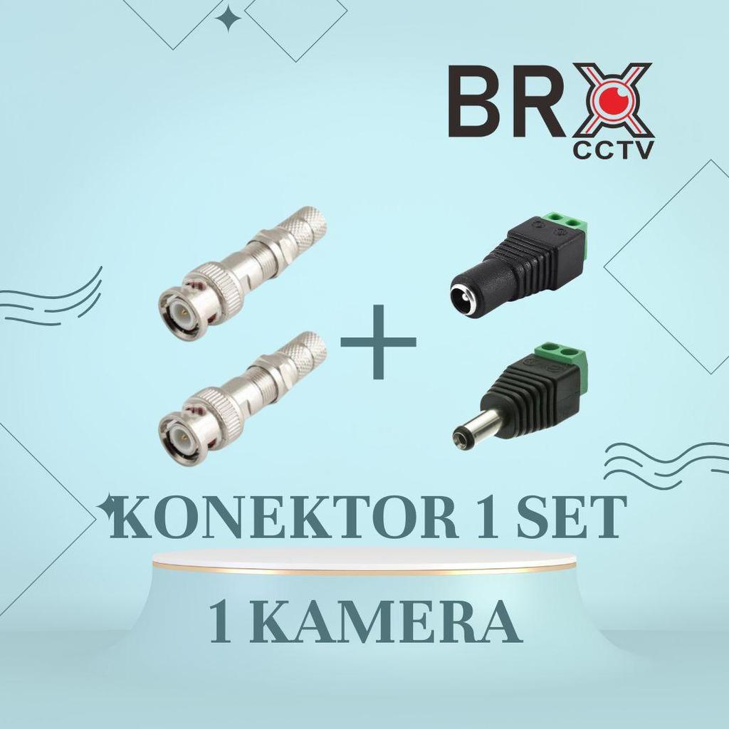 Konektor CCTV 1 Set BNC dan Jack DC - Siap Pasang untuk 1 Kamera CCTV, Praktis & Mudah