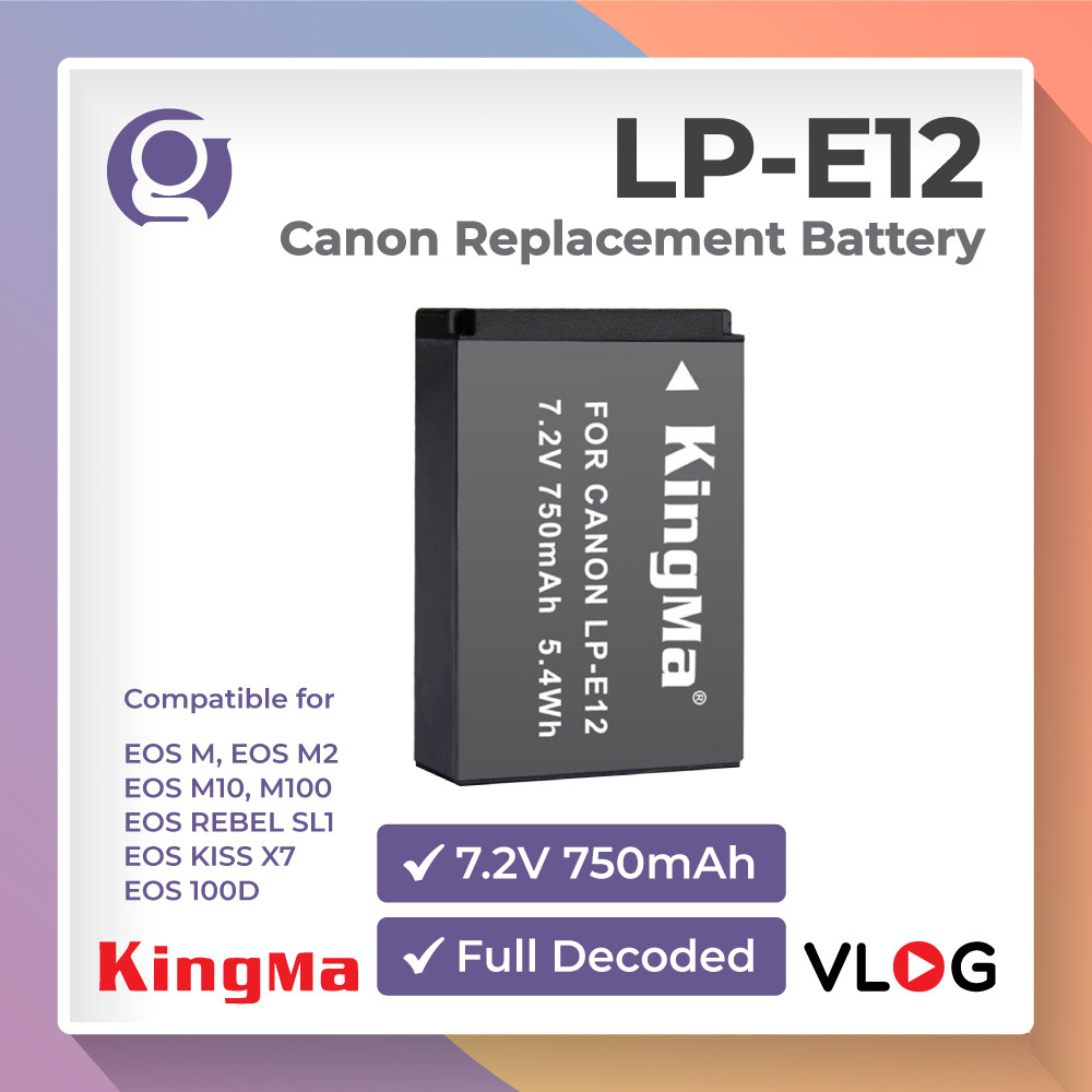 Kingma Baterai LP-E12 Canon Battery EOS M M2 M10 M50 M100 100D Rebel SL1 Etc