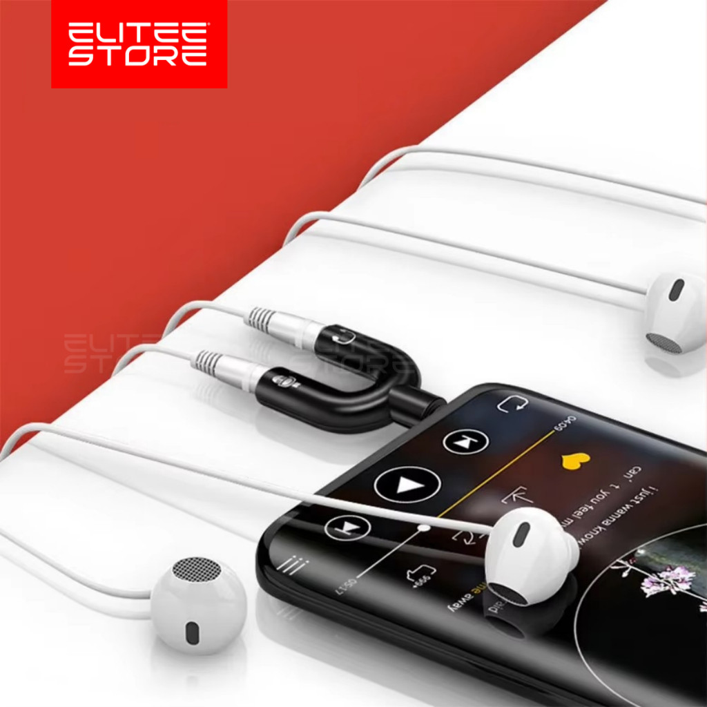 Splitter Jack Audio 3.5mm Audio Headset And Mic - AUDIO CABANG MIC SPEAKER - U Shape | E5