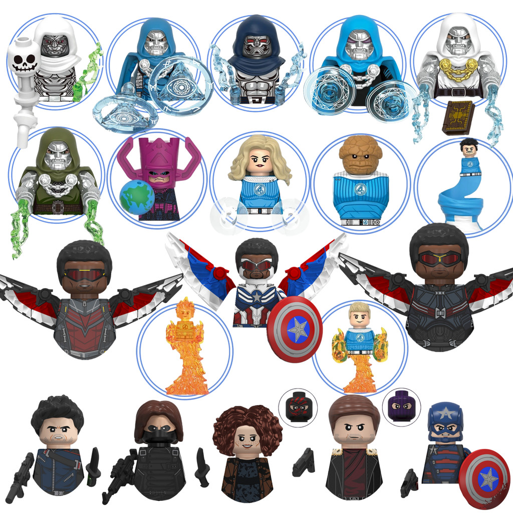 Blind Box Mini Building Blocks WM6117 Figures Big Goblin Spiderman Iron Man Venom Captain Hawk Deadp