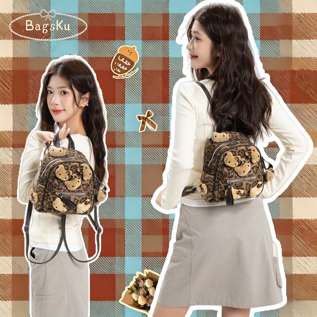 [COD]Tas Ransel Wanita Mini Leopard Backpack AestheticTas Kuliah Wanita Korea StyleTas Sekolah Terba