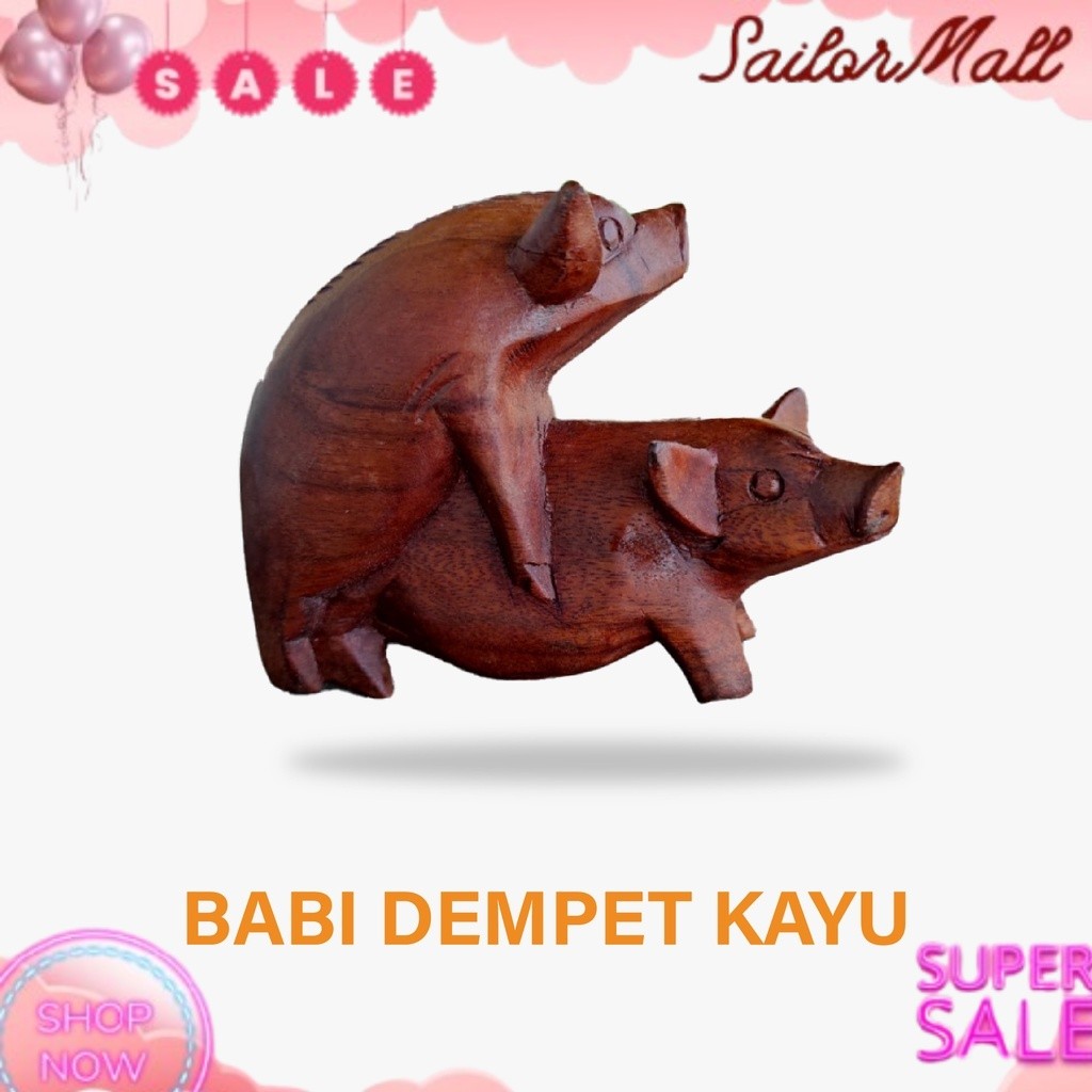 Patung Babi Ngepet - Patung Babi Kayu - Pig Statue - Stuffed Pig - Patung Binatang - Patung Kayu - P
