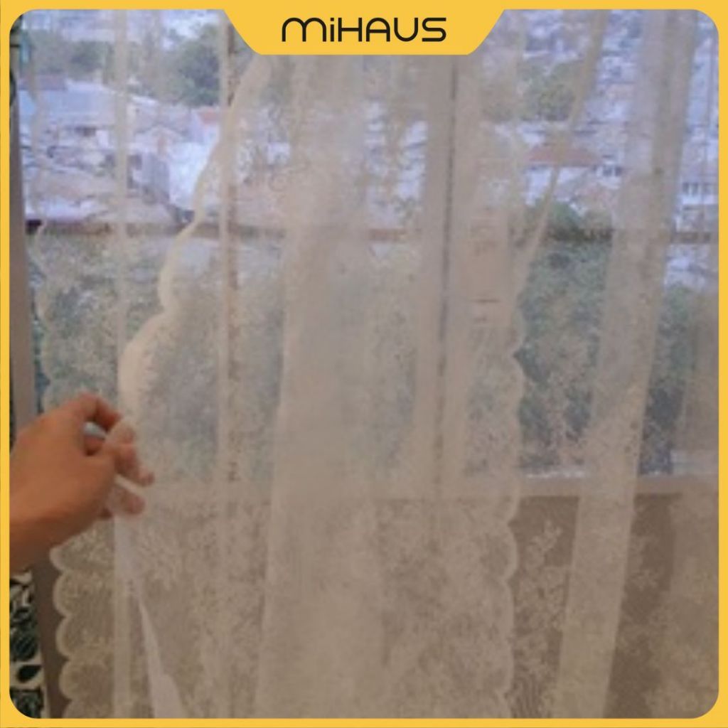 TERLARIS IKEA ALVINE SPETS vitrase 1 pasang, warna putih pudar 145x250 cm/ AL1040