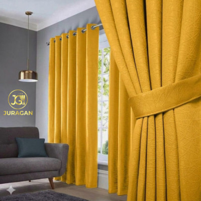 Gorden blackout 12 smokring tebal warna Gold tirai polos hordeng tirai premium gorden minimalis