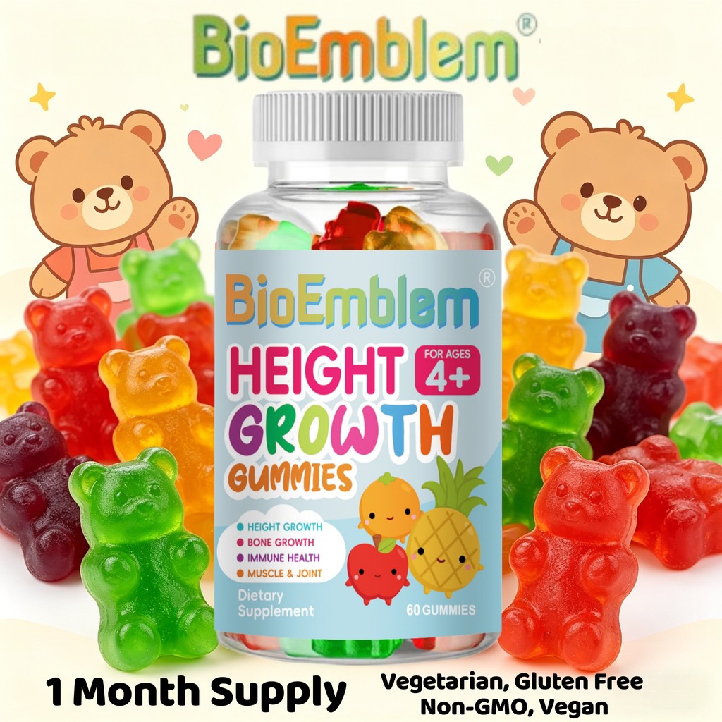 BioEmblem Height Growth Gummies 60pcs Supplement Kids Teens Height Increaser Maximizer Grow Taller V