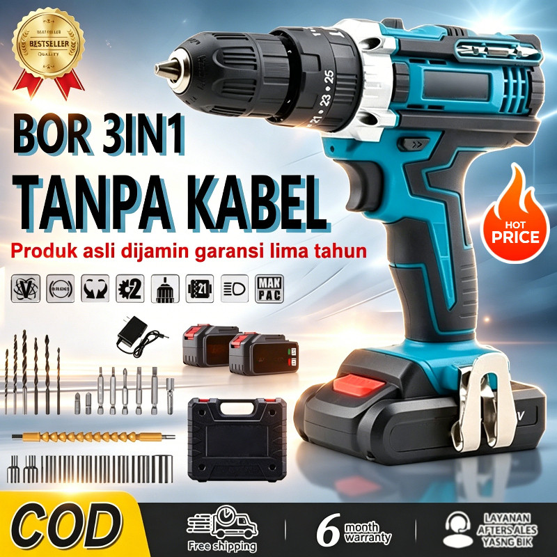COD 388VF  Mesin Bor  Bor baterai  cas 10mm listrik murah  tangan baterai besi tembok Beton kayu  Co